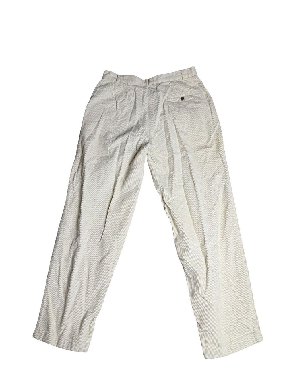 LL Bean Straight Corduroy Pants Womens 12 Cream White Heavy Cotton Favorite Fit - Picture 2 of 9